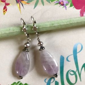 Amethyst Tear Drop Dangle Earrings